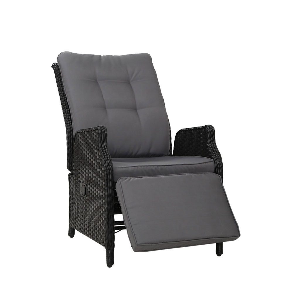 Rivelle Recliner- Sun lounge Wicker - Black
