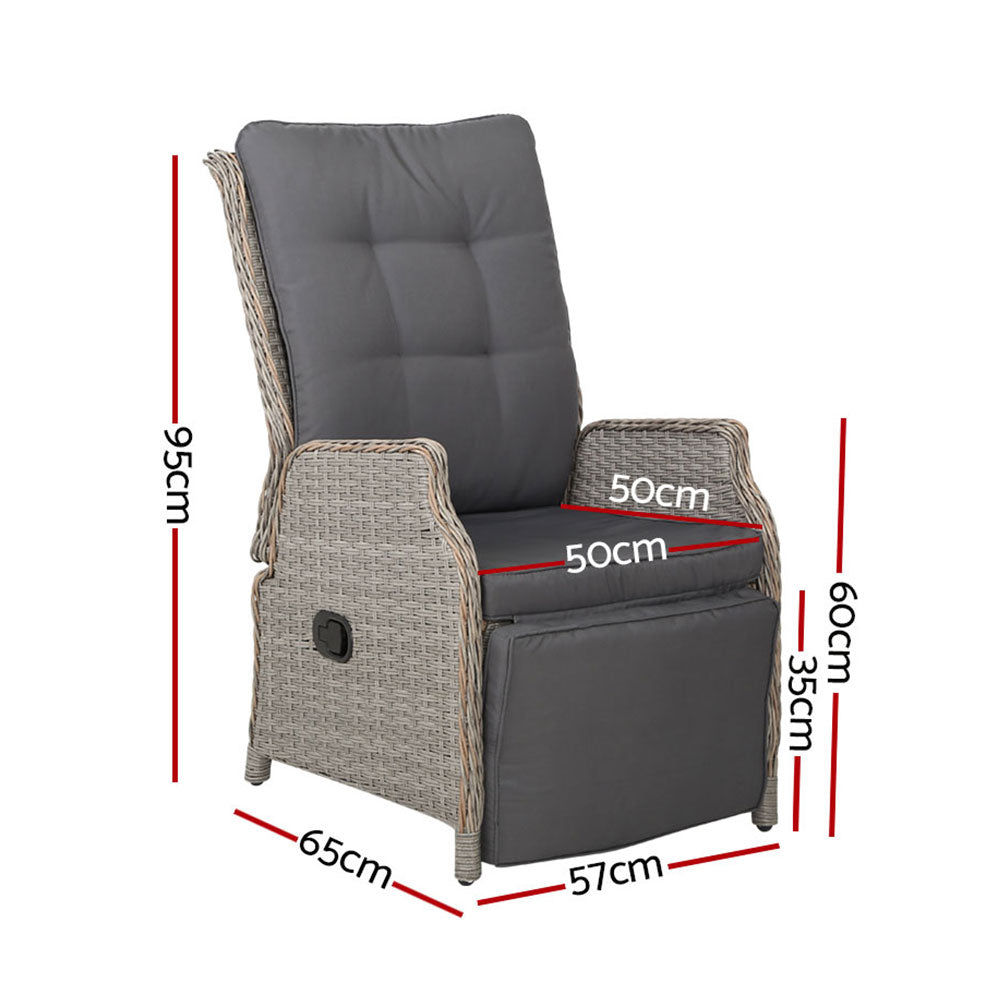 Rivelle Recliner- Sun lounge Wicker - Grey