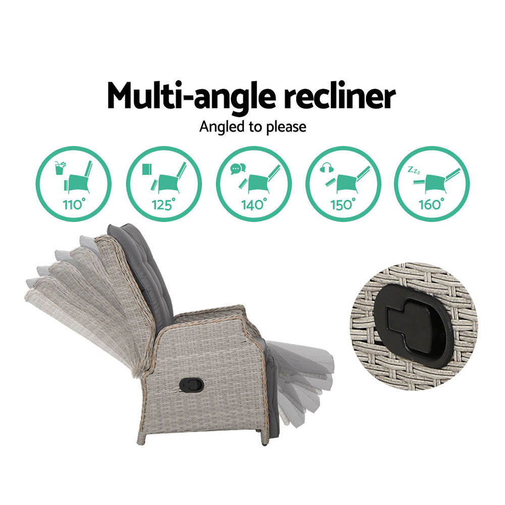 Rivelle Recliner- Sun lounge Wicker - Grey