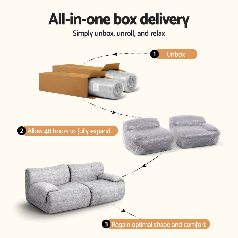 2 Seater Sofa Modular - Grey