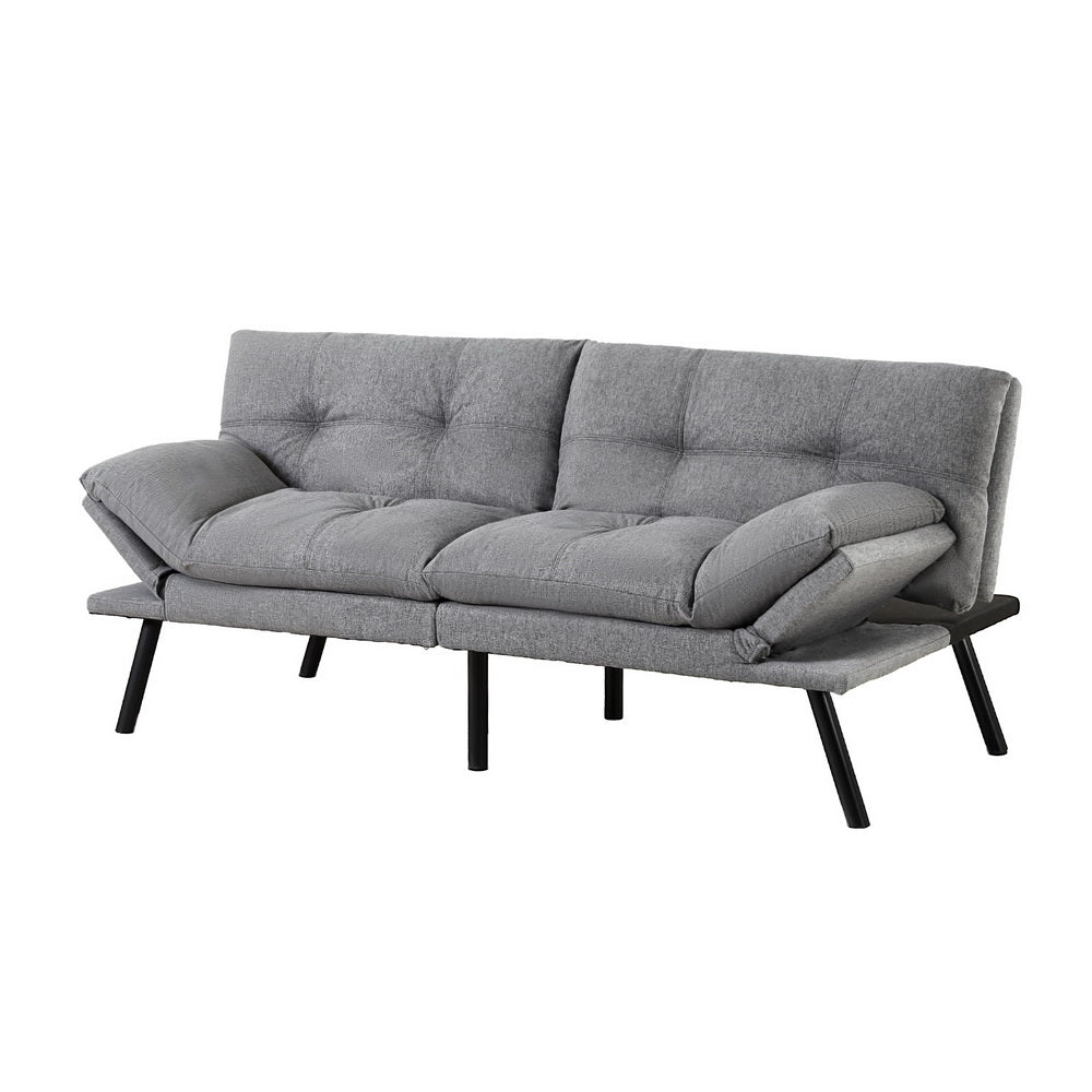 Korra Sofa Bed Convertible 3 Seater Couch Recliner Lounge Chair Fabric Grey