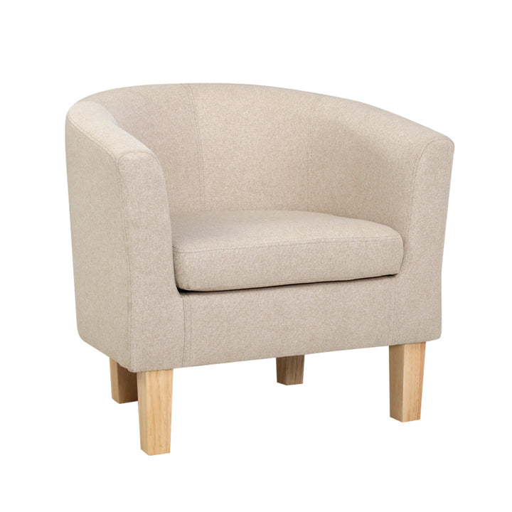 Korra Armchair Lounge Chair Tub Accent Armchairs Fabric Sofa Chairs Beige