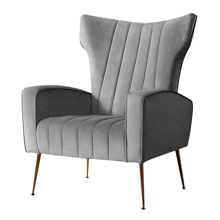Korra Armchair Grey Velvet Kate