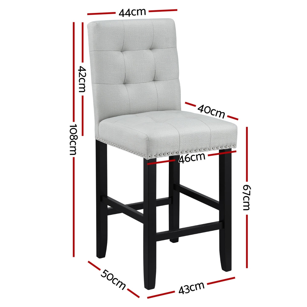 Korra 4x Bar Stools Kitchen Dining Chairs Counter Fabric Stool Wooden Ada Grey