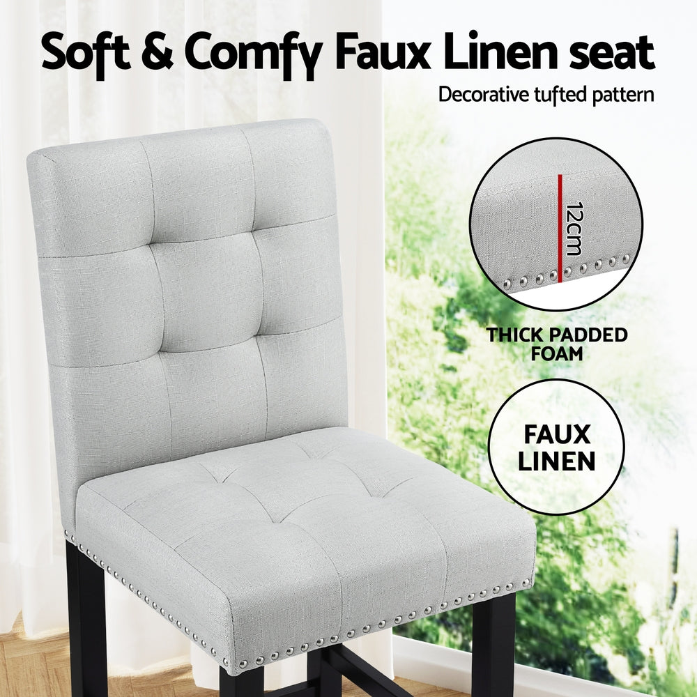 Korra 4x Bar Stools Kitchen Dining Chairs Counter Fabric Stool Wooden Ada Grey