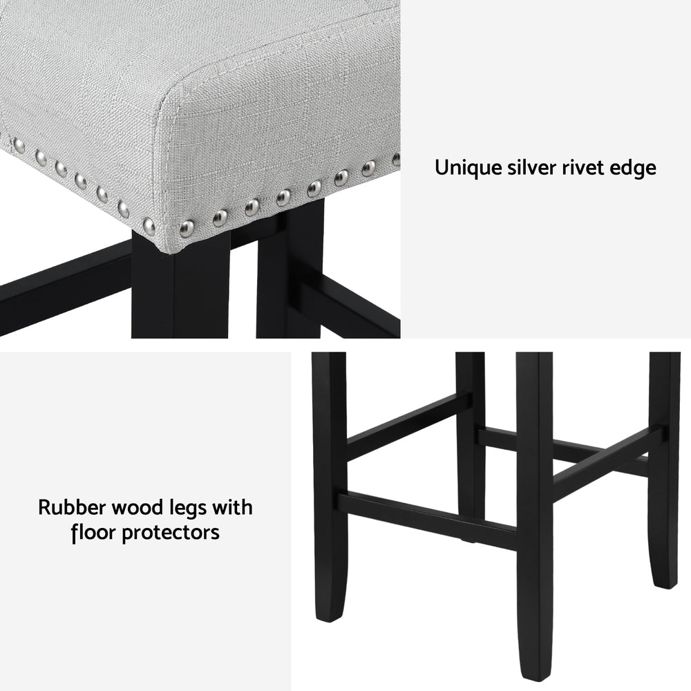 Korra 4x Bar Stools Kitchen Dining Chairs Counter Fabric Stool Wooden Ada Grey