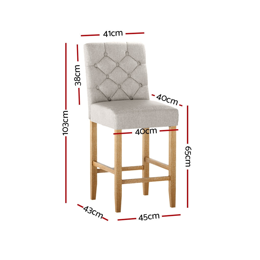 Estelle 2x Bar Stools - Linen Upholstered