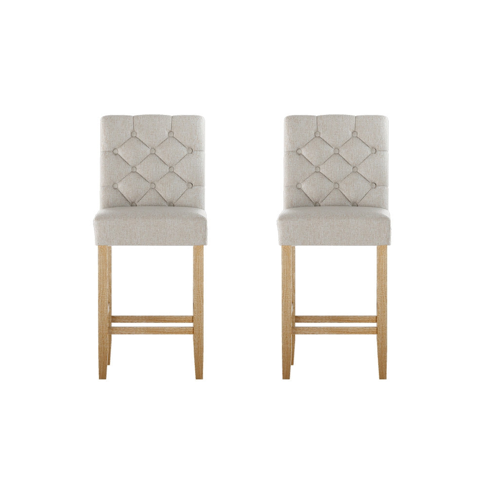 Estelle 2x Bar Stools - Linen Upholstered