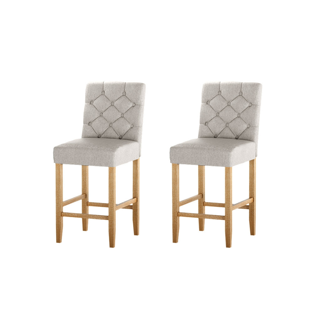 Estelle 2x Bar Stools - Linen Upholstered