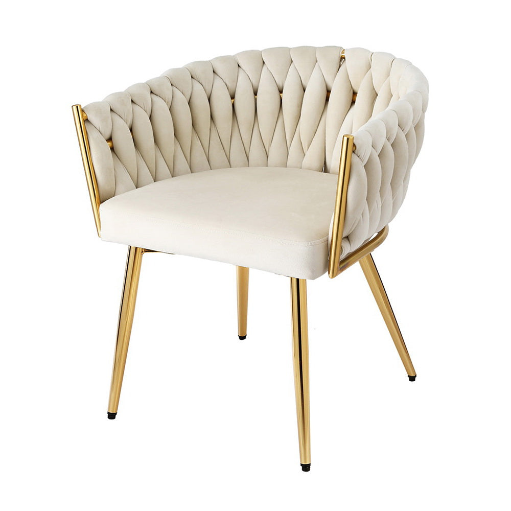 Korra Dining Chair Velvet Armchair Beige