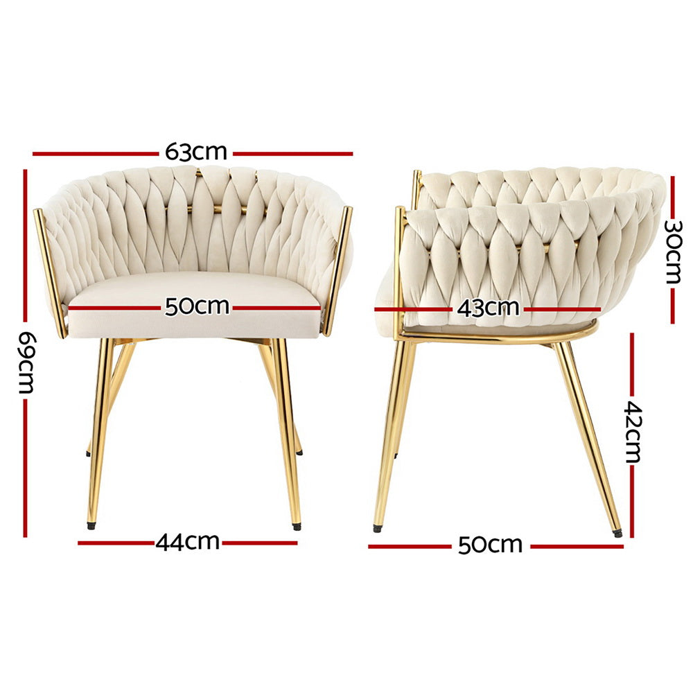 Korra Dining Chair Velvet Armchair Beige