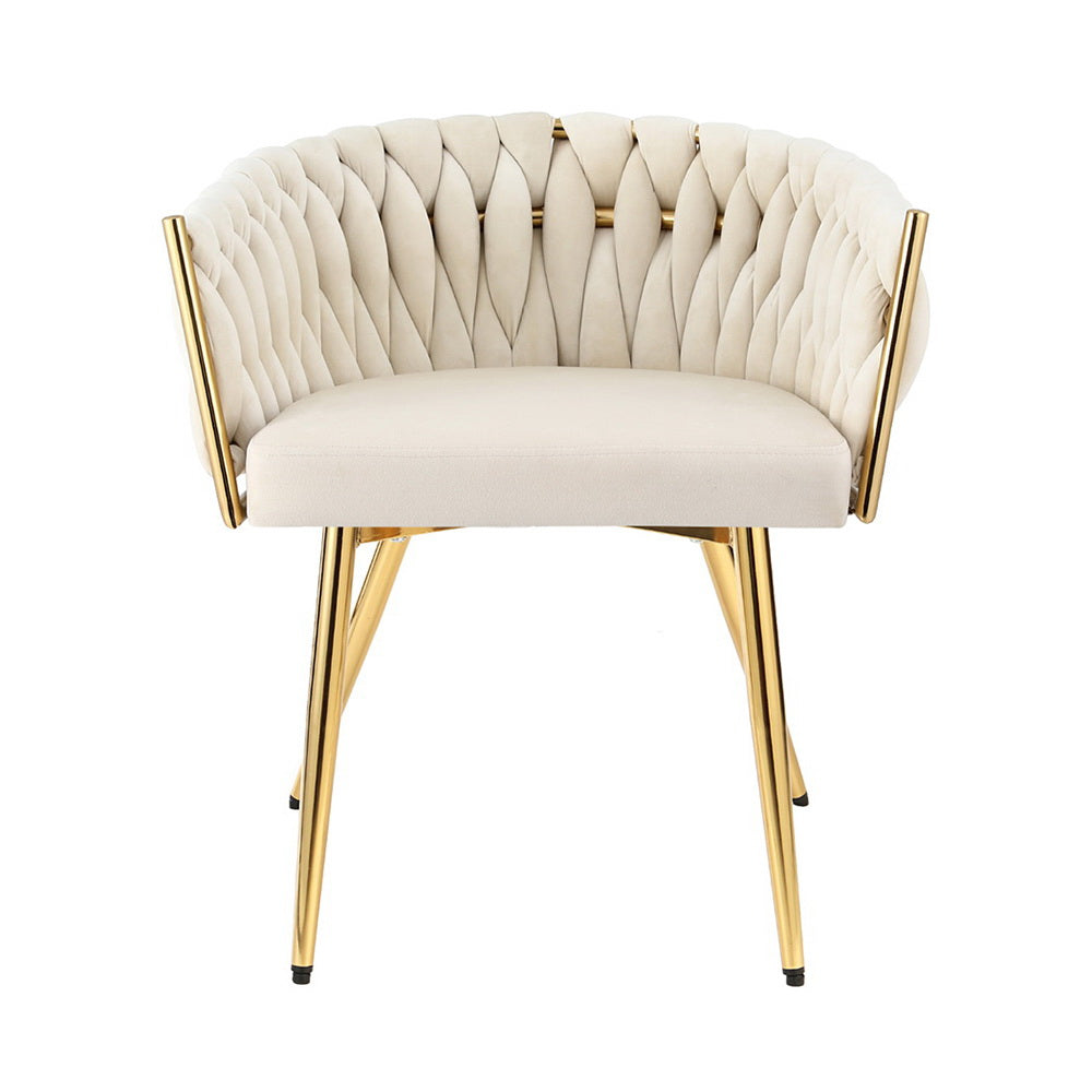 Korra Dining Chair Velvet Armchair Beige