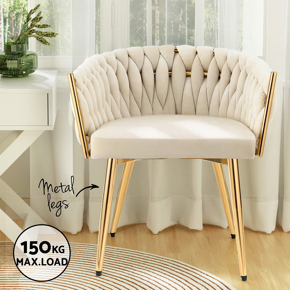 Korra Dining Chair Velvet Armchair Beige