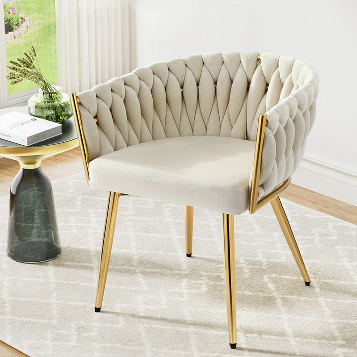 Korra Dining Chair Velvet Armchair Beige