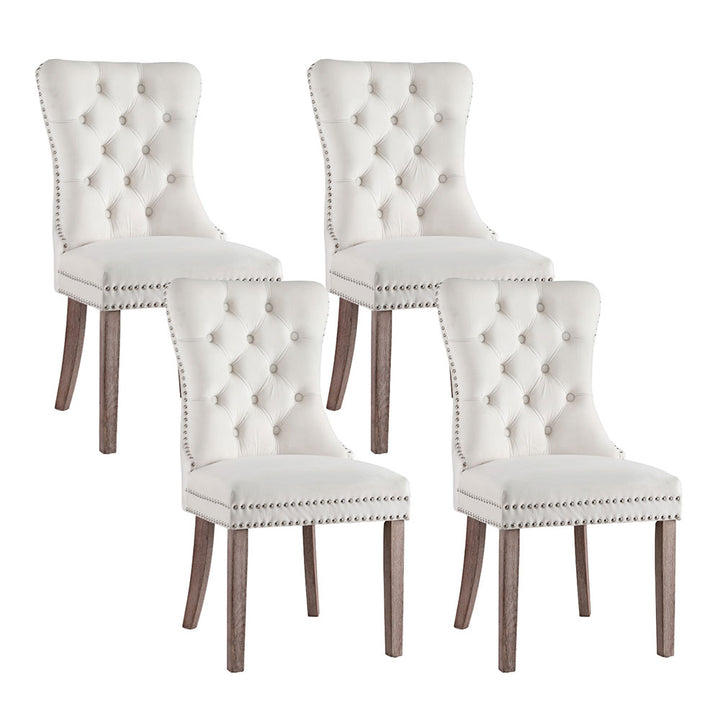 Korra Dining Chairs Beige Velvet