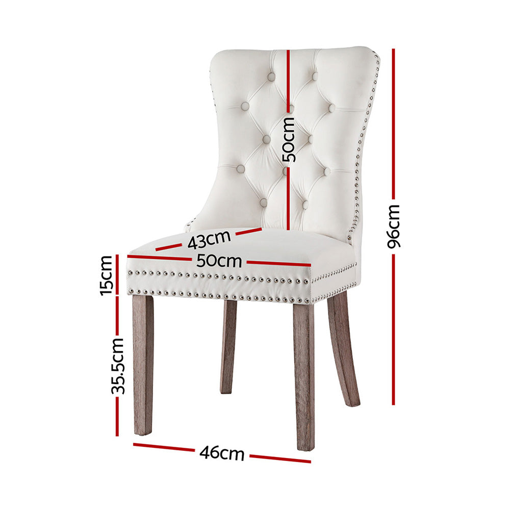 Korra Dining Chairs Beige Velvet