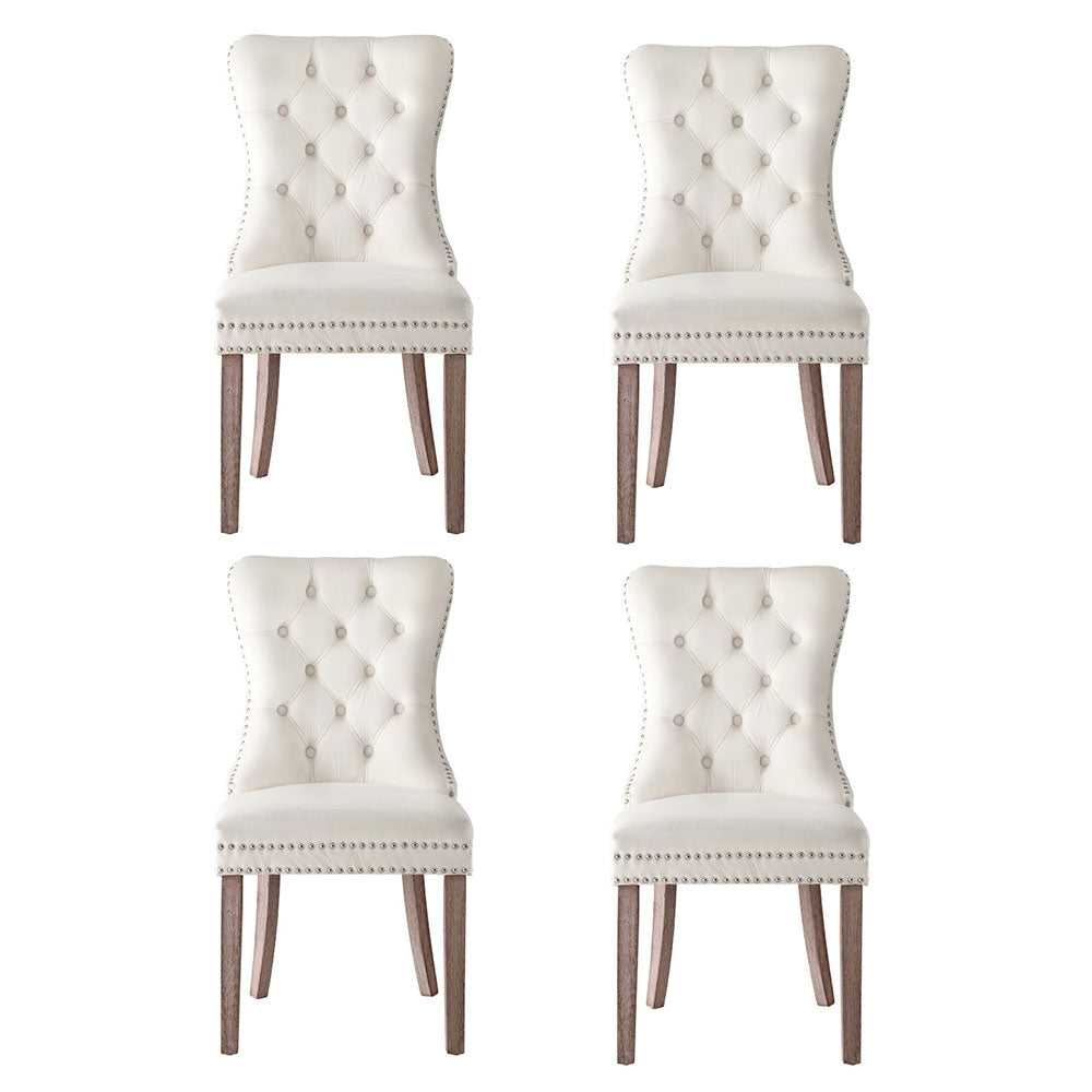 Korra Dining Chairs Beige Velvet