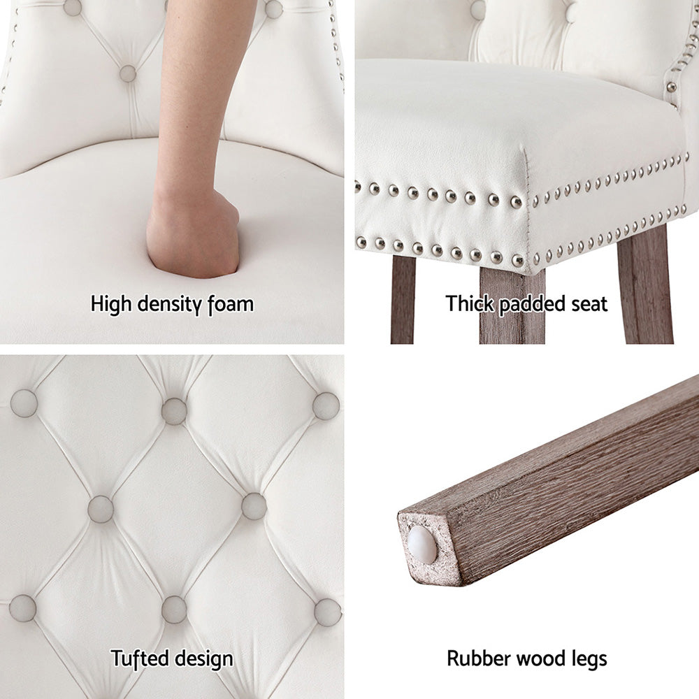 Korra Dining Chairs Beige Velvet