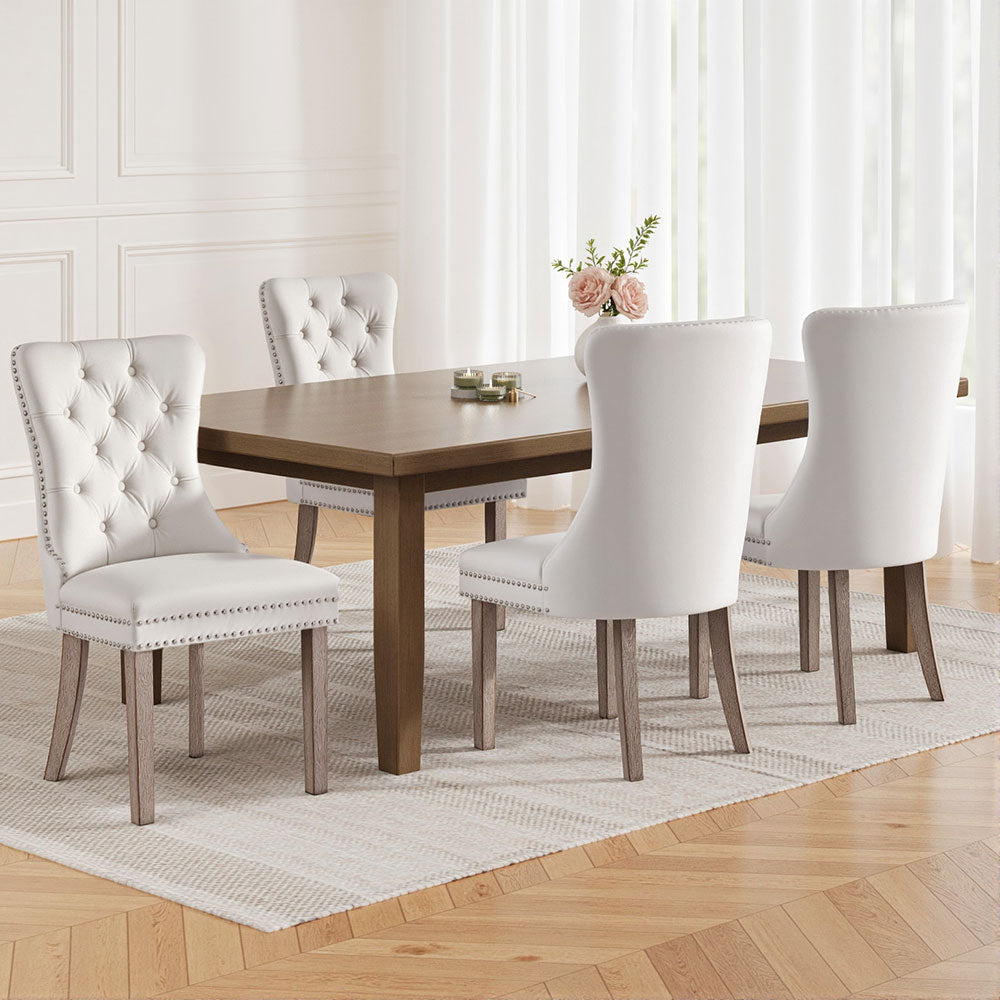 Korra Dining Chairs Beige Velvet