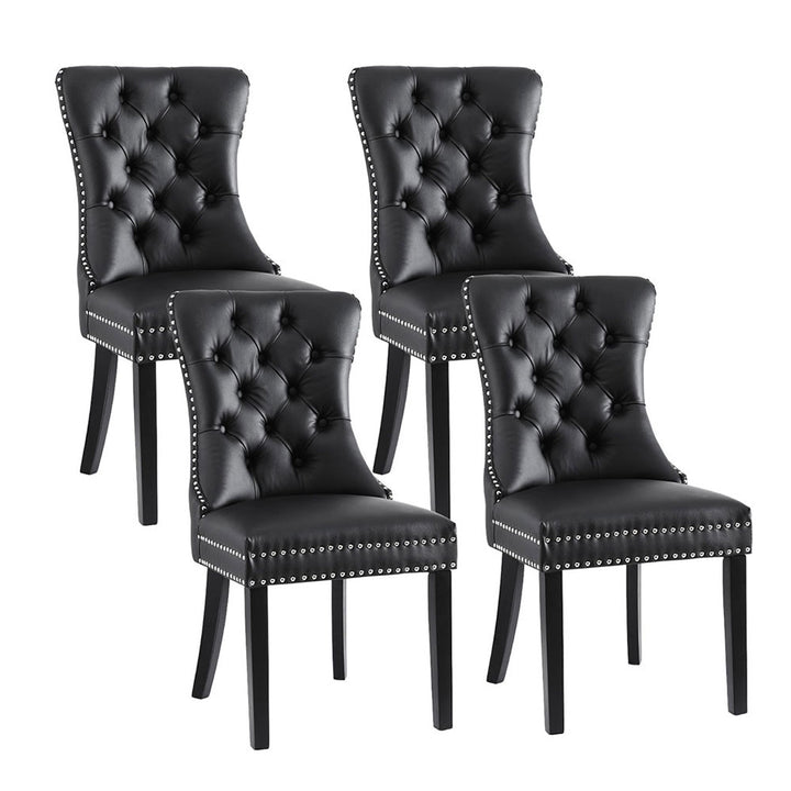 1 Set of 4 Artiss Dining Chairs Black Leather