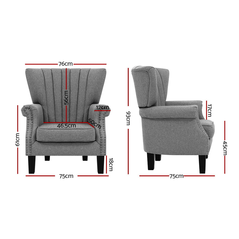 Korra Armchair Wingback Grey Andrew