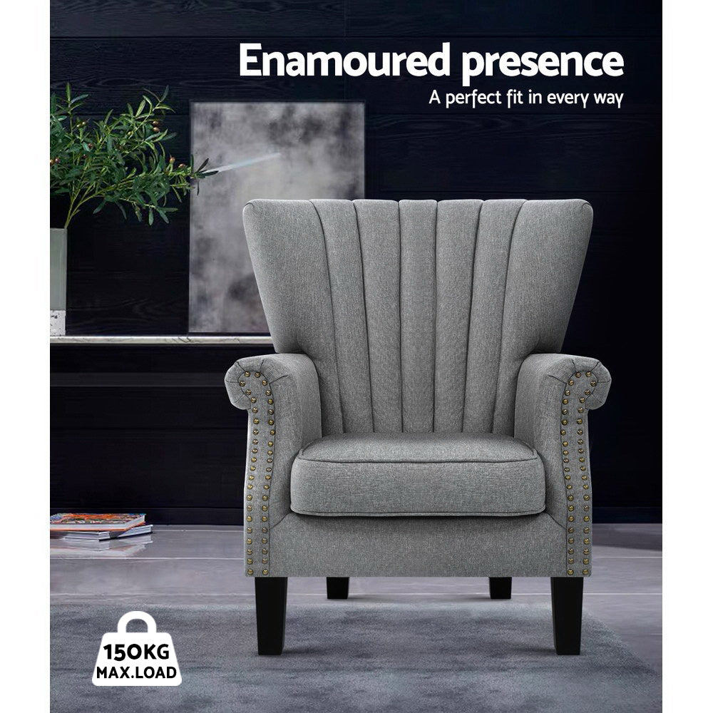 Korra Armchair Wingback Grey Andrew