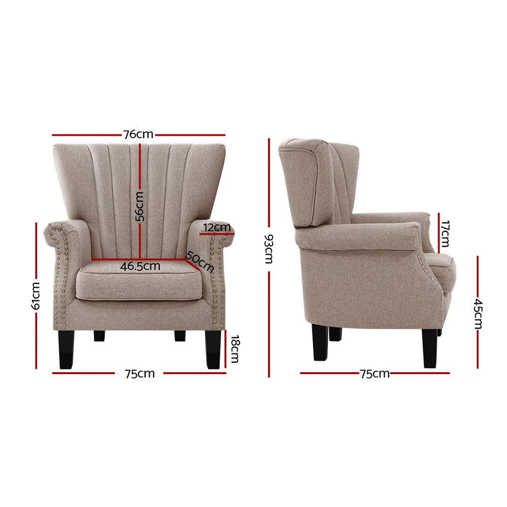 Korra Armchair Wingback Beige Andrew