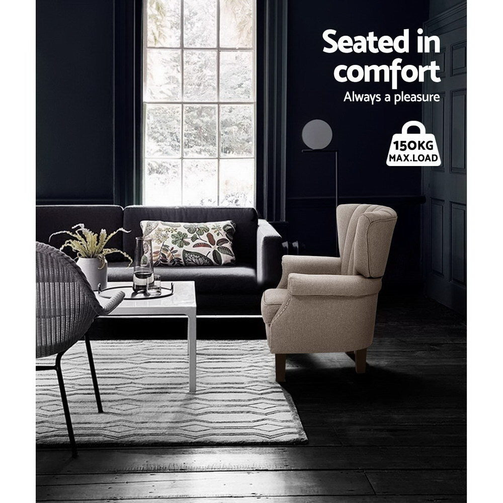 Korra Armchair Wingback Beige Andrew