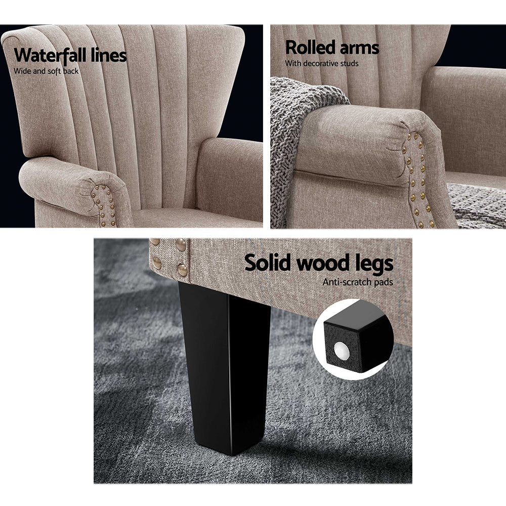 Korra Armchair Wingback Beige Andrew