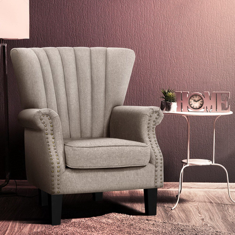 Korra Armchair Wingback Beige Andrew