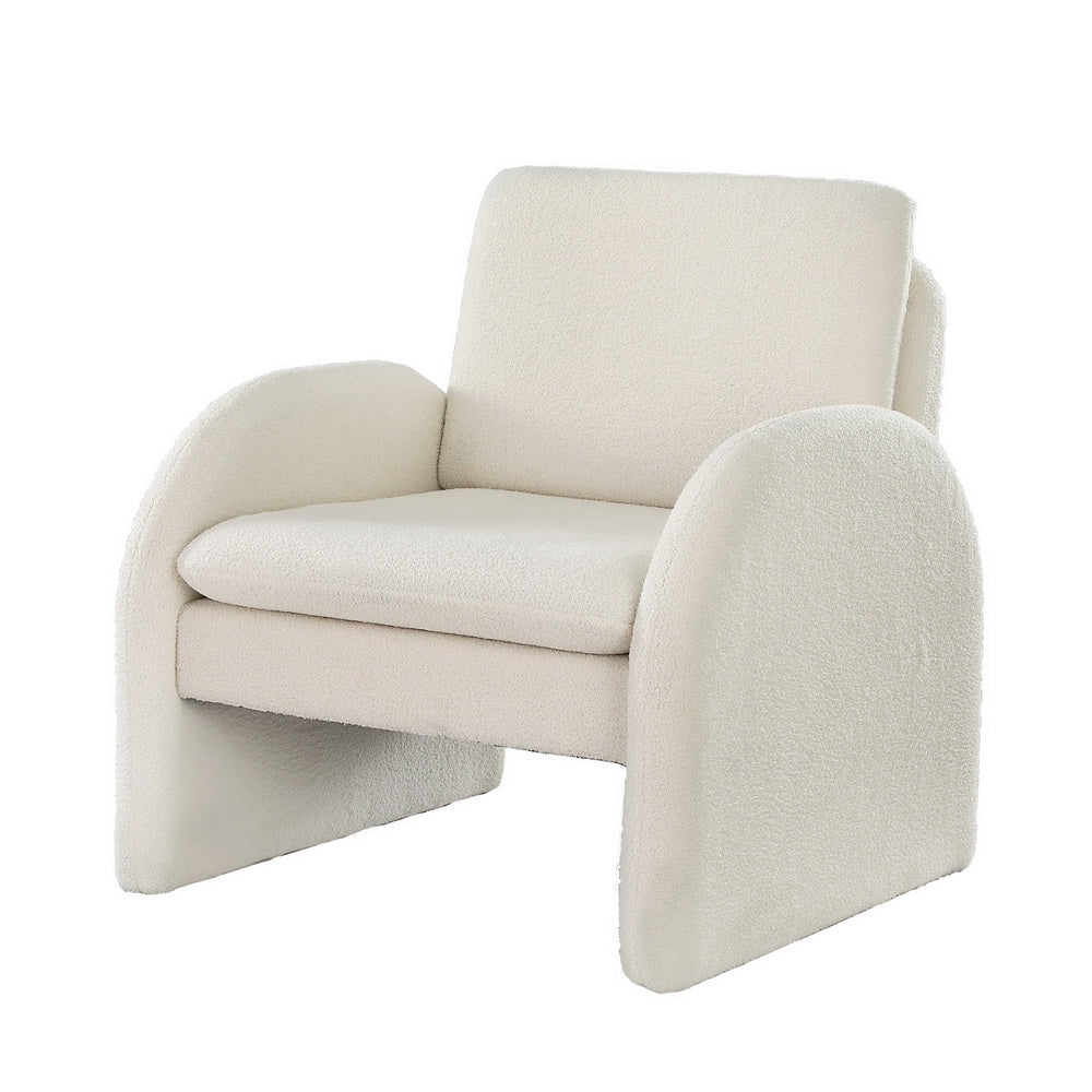 Korra Armchair Accent Chair Lounge Tub Sofa Couch Curved Arm Seat Boucle White