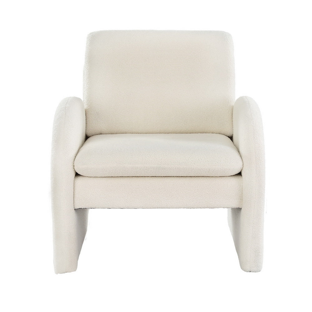 Korra Armchair Accent Chair Lounge Tub Sofa Couch Curved Arm Seat Boucle White