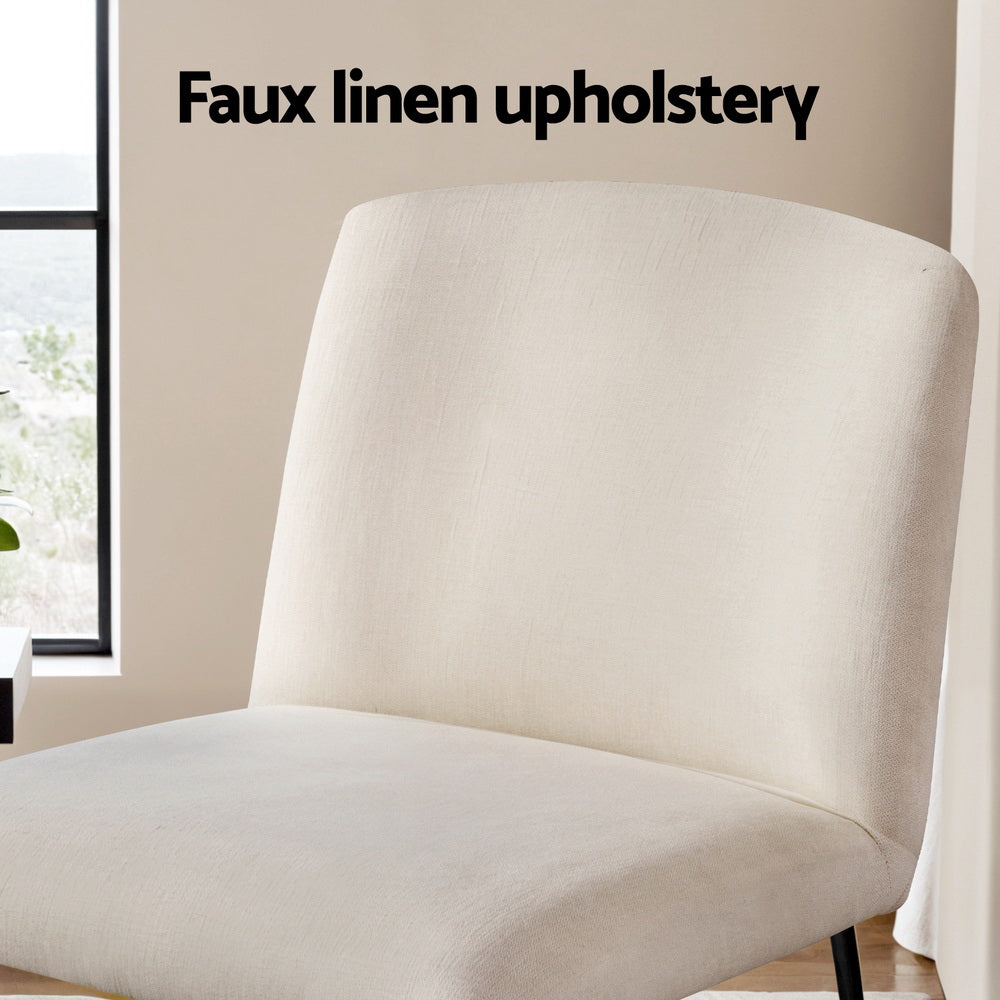 Korra Accent Chair Armless Armchair Sled Cross Leg Beige