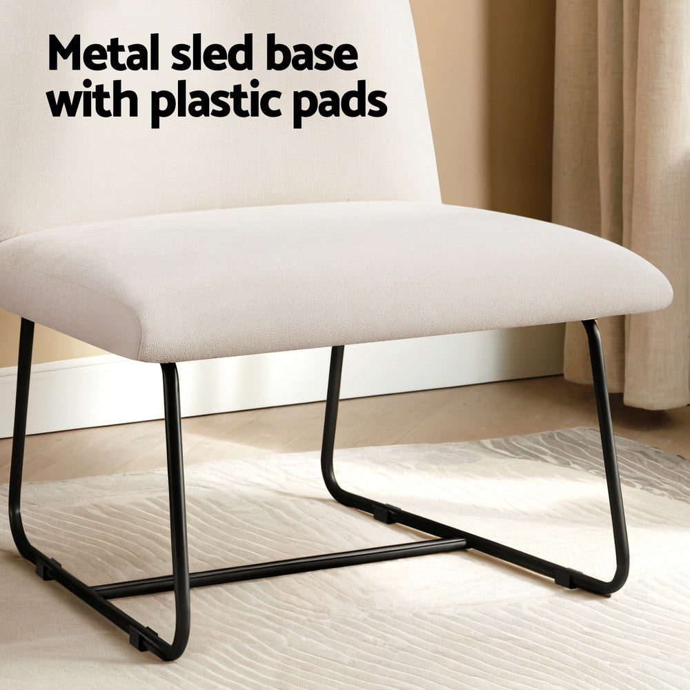 Korra Accent Chair Armless Armchair Sled Cross Leg Beige