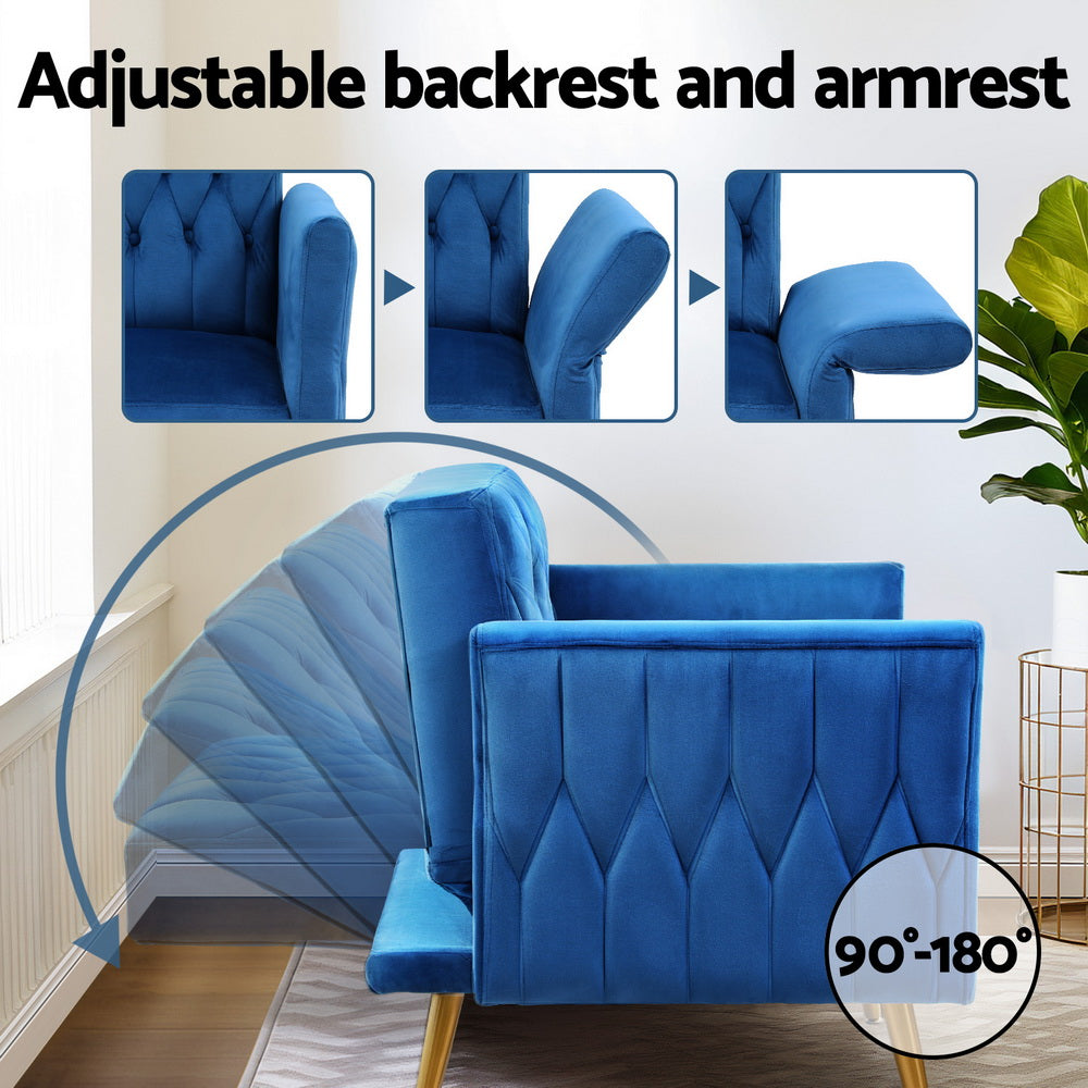 Korra Armchair Ottoman Accent Chair Pillow Velvet Blue