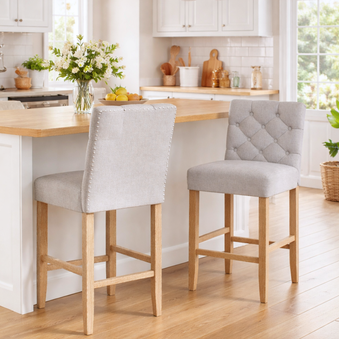Estelle Bar Stools - Linen x 2