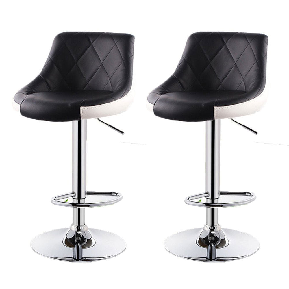 Bar Stools Kitchen Bar Stool Leather Barstools Swivel Gas Lift Counter Chairs x2 BS8403 Black