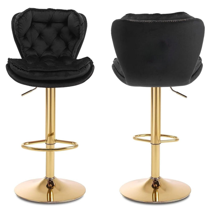 Soho Velvet Swivel Bar Stools x 2 - Black