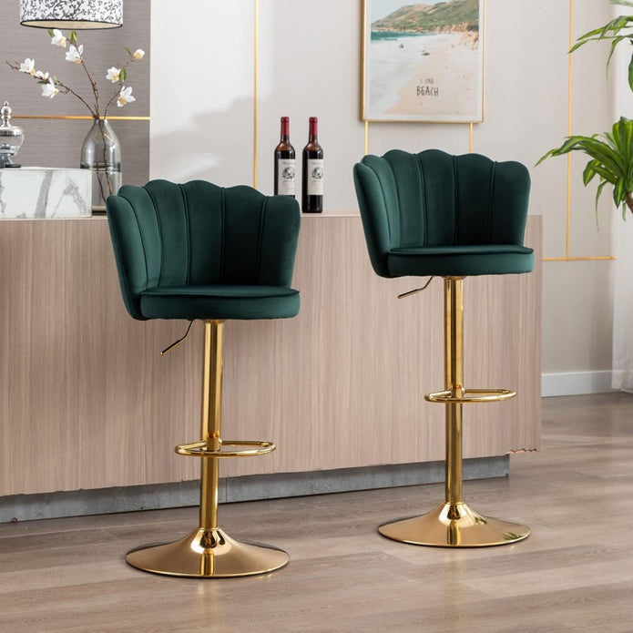 Verde Swivel Bar Stool- Emerald (set of 2)