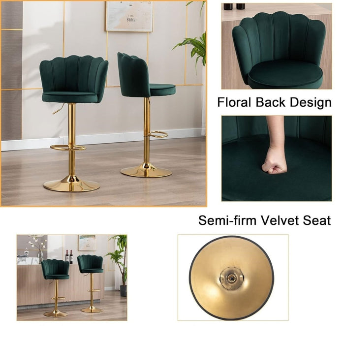 Verde Swivel Bar Stool- Emerald (set of 2)