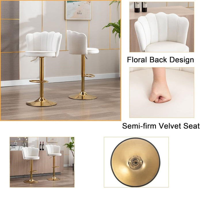 Jules - Bling Diva Stool - Velvet Fabric White