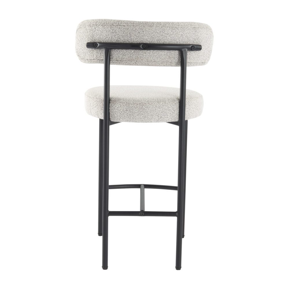Sleek White Quartz Metal Boucle Bar Stools