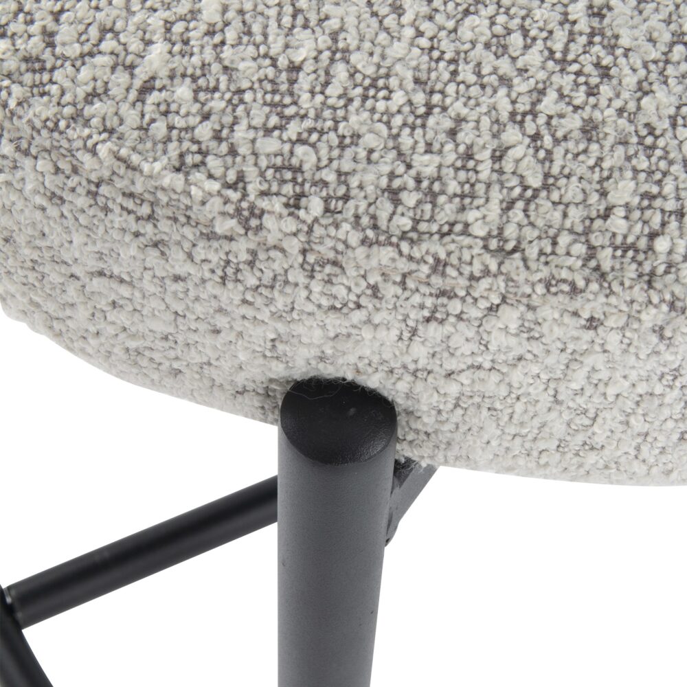 Sleek White Quartz Metal Boucle Bar Stools