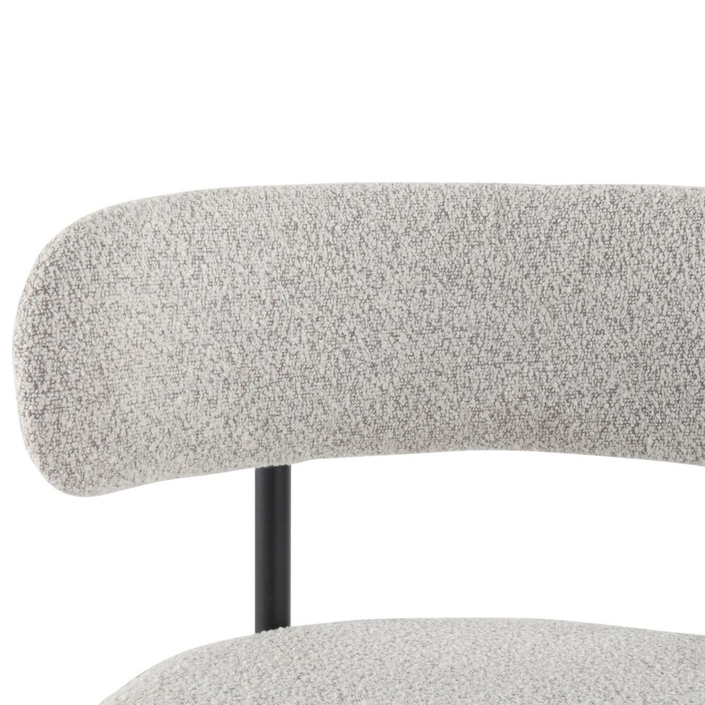 Sleek White Quartz Metal Boucle Bar Stools