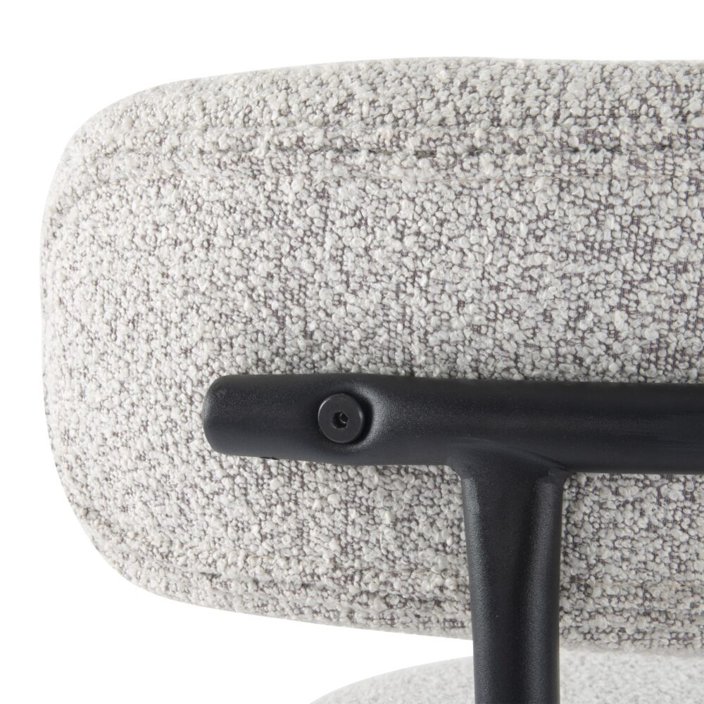 Sleek White Quartz Metal Boucle Bar Stools