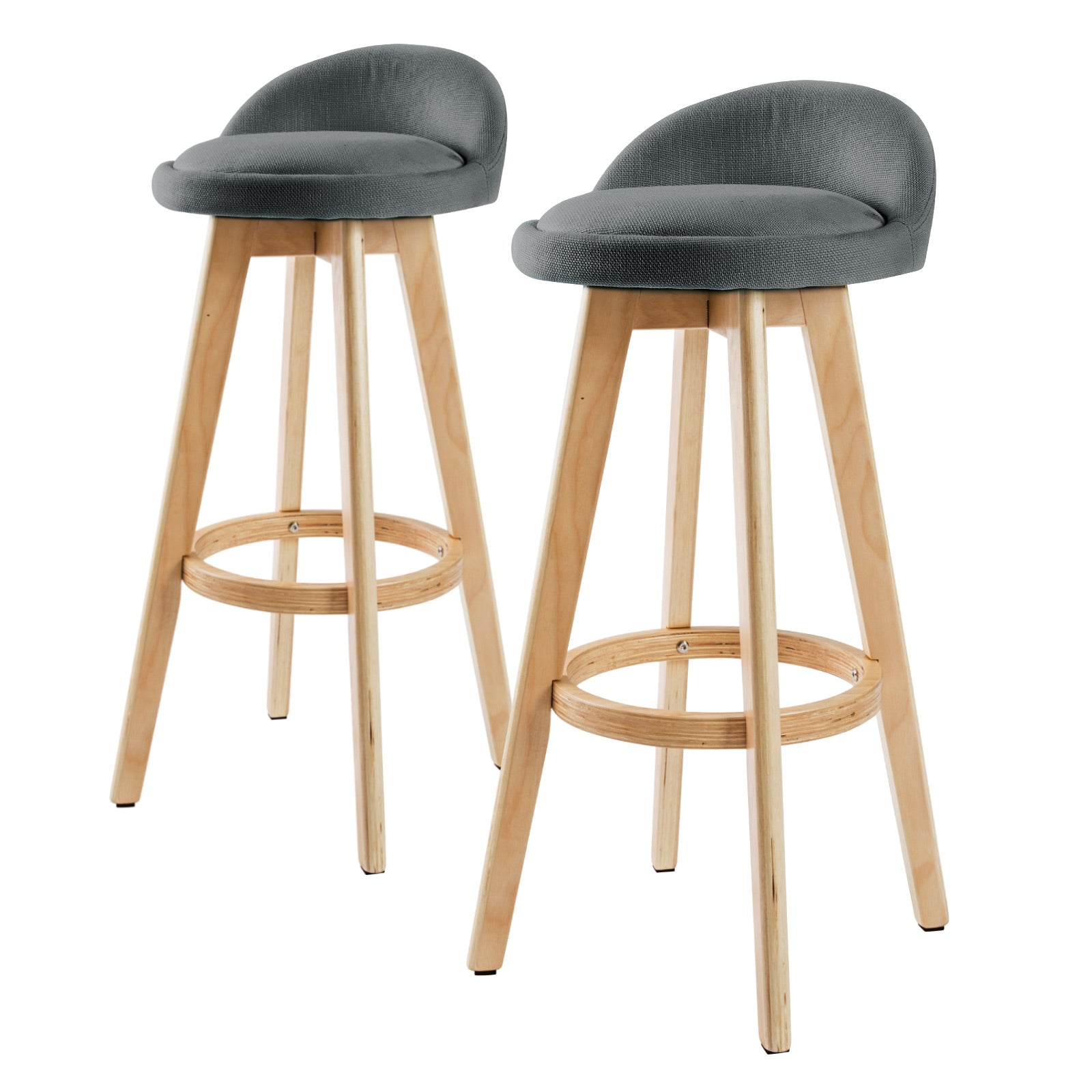 2X Wooden Bar Stool LEILA 72cm GREY