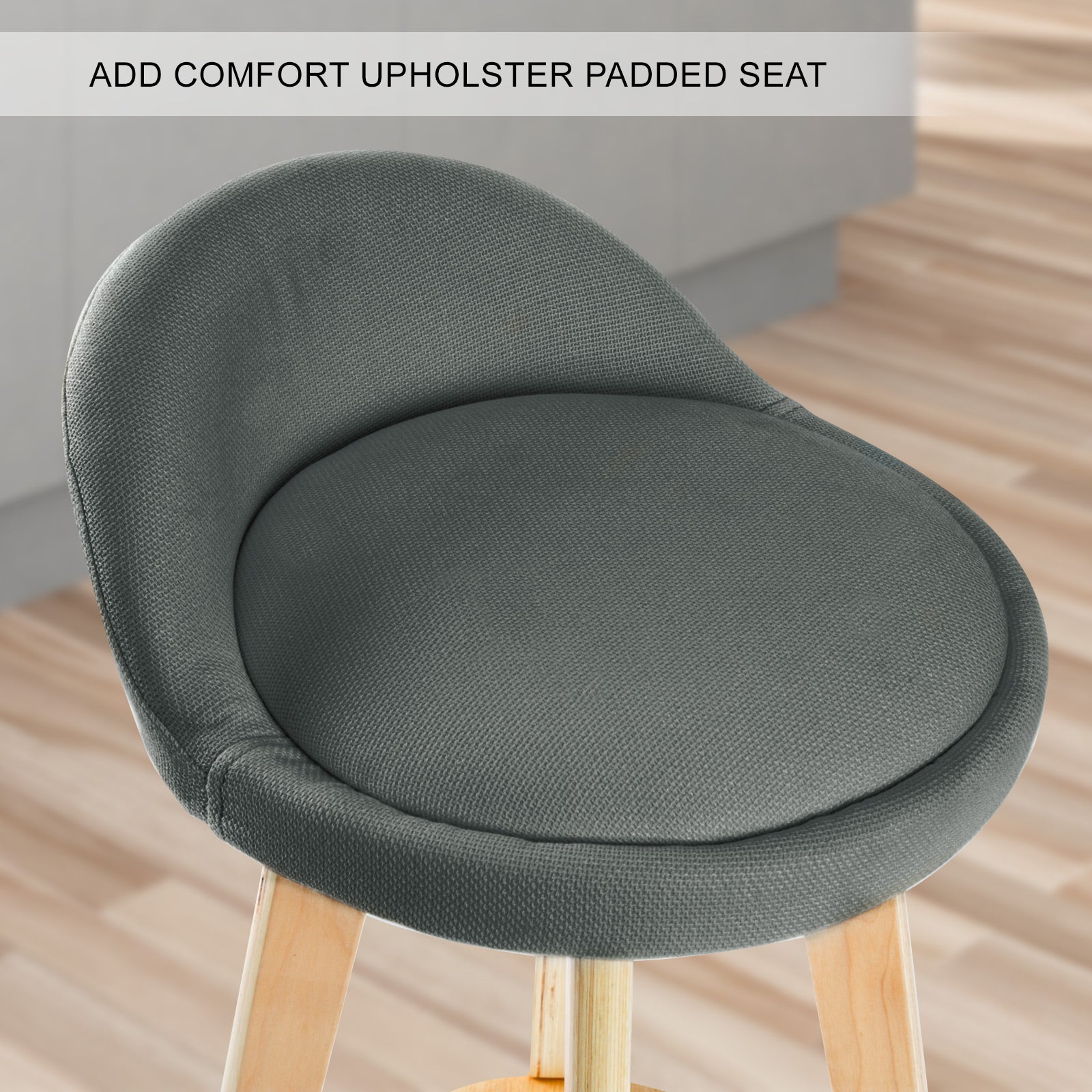 2X Wooden Bar Stool LEILA 72cm GREY