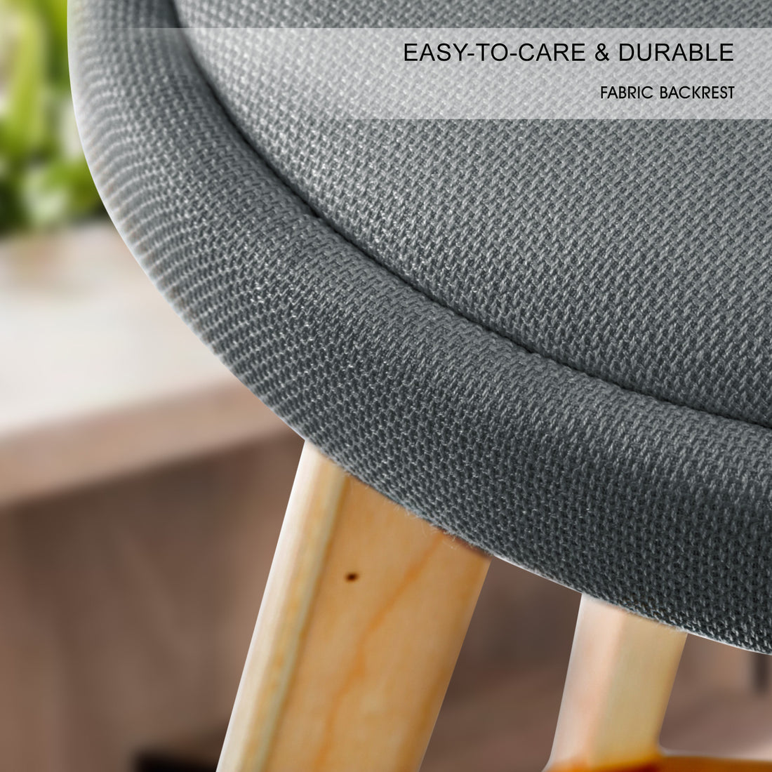2X Wooden Bar Stool LEILA 72cm GREY