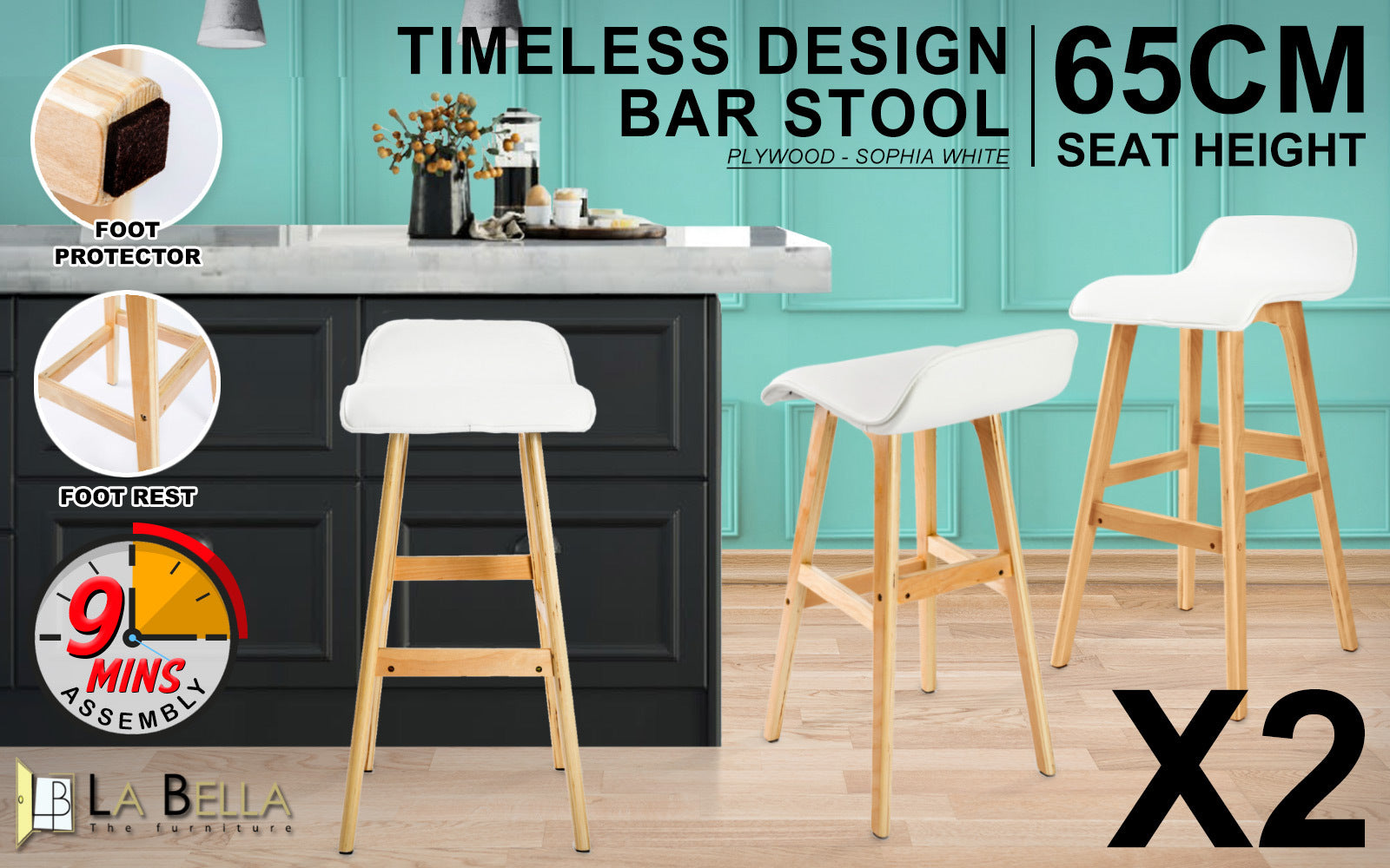 Bridle Bar Stool (Set of 2) White