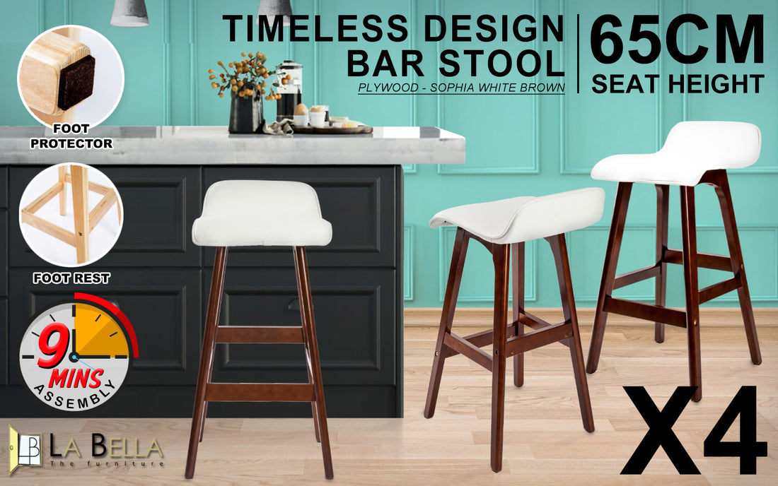 Bridle Bar Stool (Set of 4) White/Chocolate